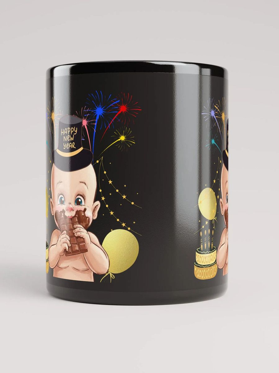 Baby New Year Eating Chocolate Black Mug product image (10)