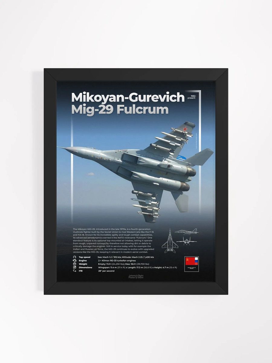 Mikoyan-Gurevich Mig-29 Fulcrum Aviation Spec Poster product image (3)