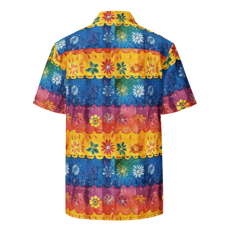 Scalloped Stripe Floral Pattern-Seamless Papel Picado Hawaiian Shirt product image (2)