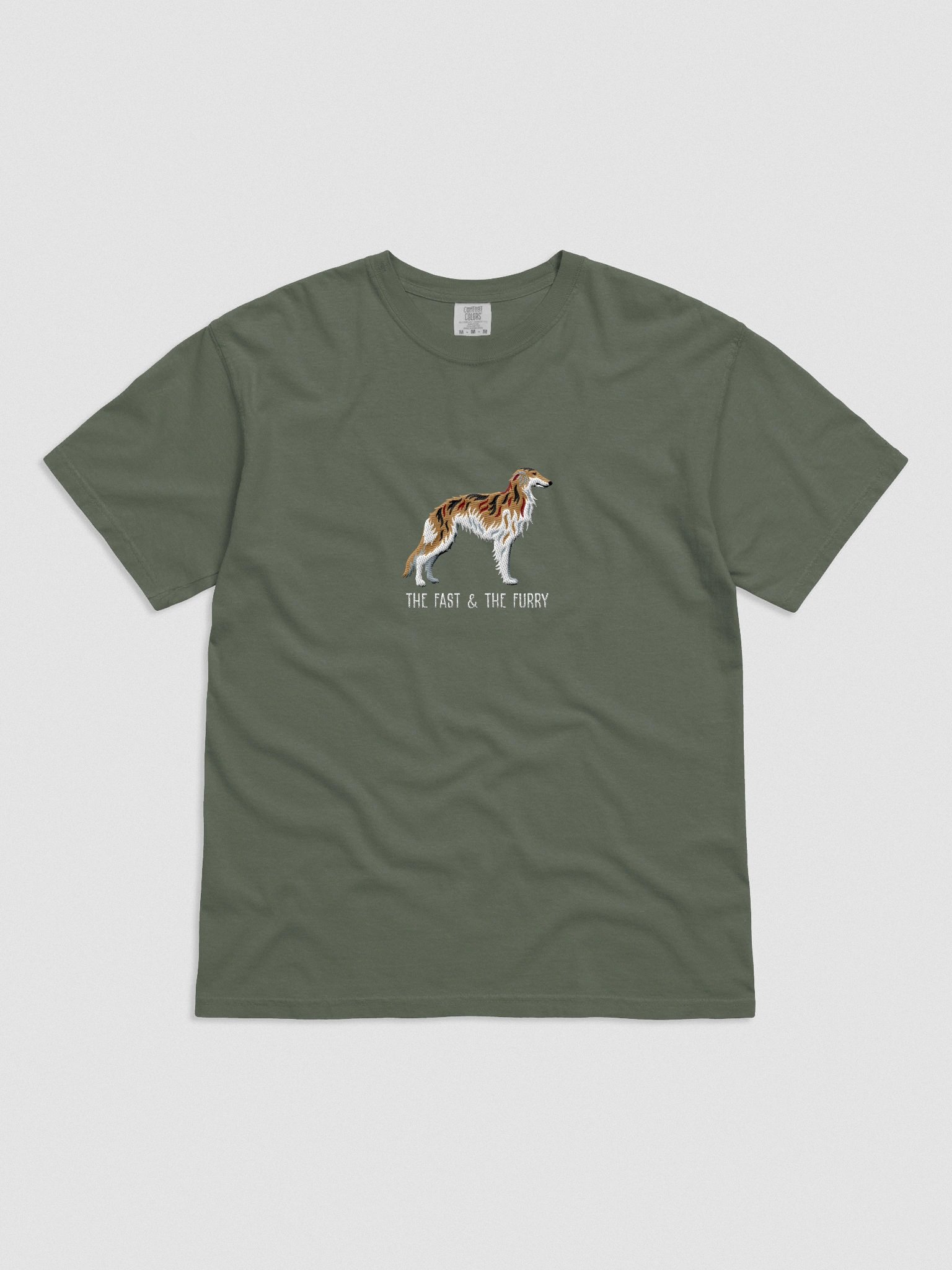The Fast & The Furry T-Shirt(Embroidered) of a Silken Windhound(Brindle) product image (4)
