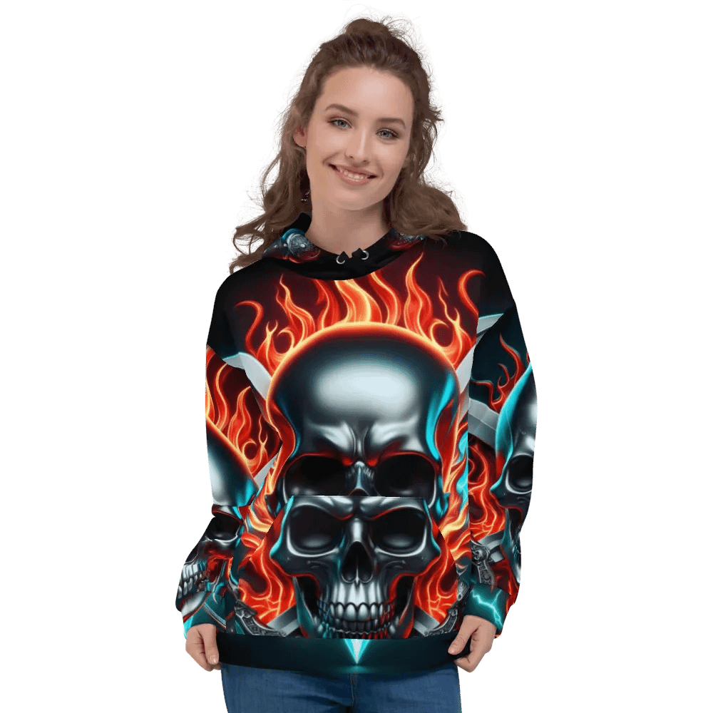 Fierce Skull All-Over Hoodie - Unisex Skull Hoodie #34 product image (3)