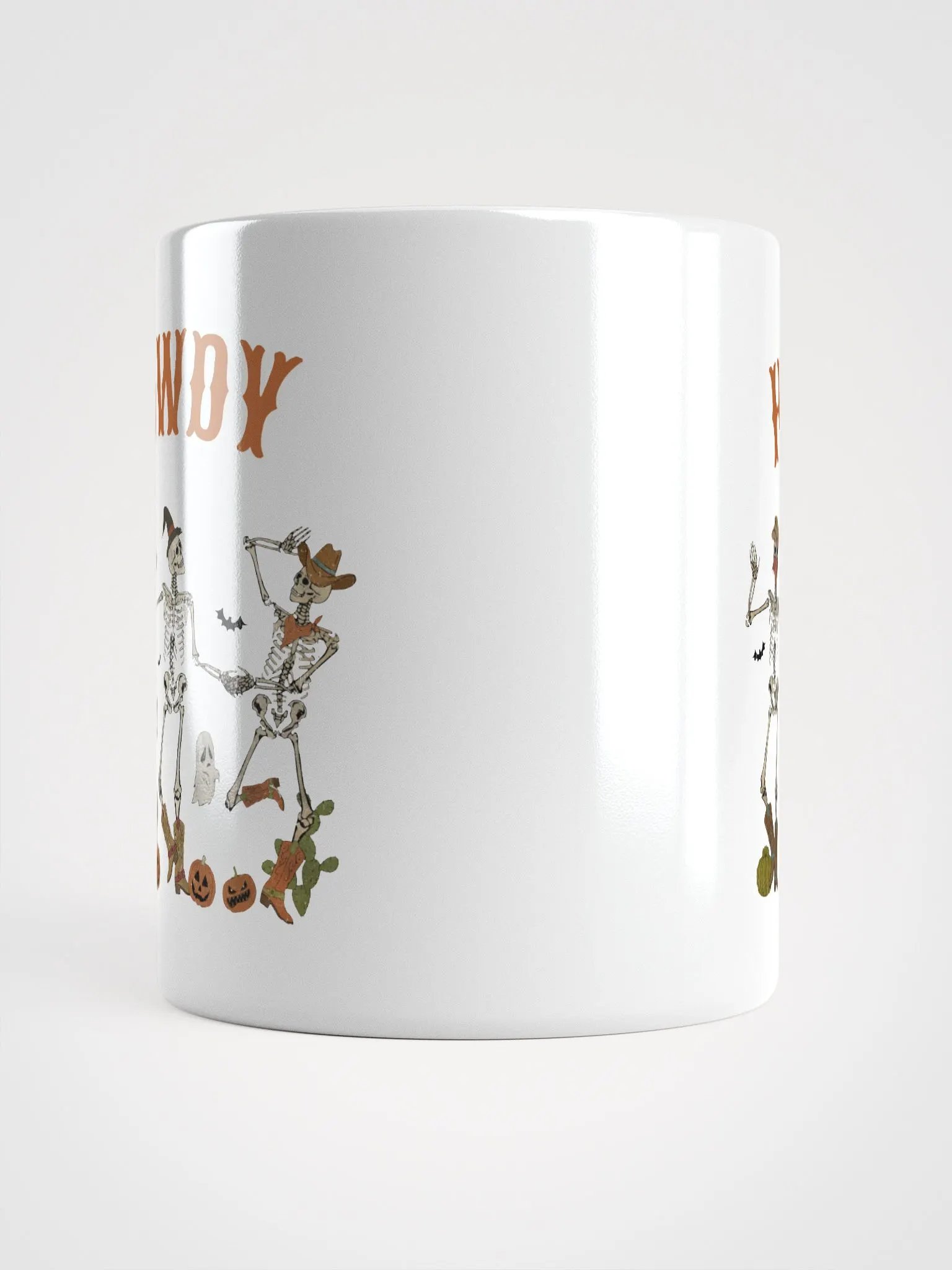 Halloween Dancing Cowboy Skeletons White Glossy Mug product image (6)