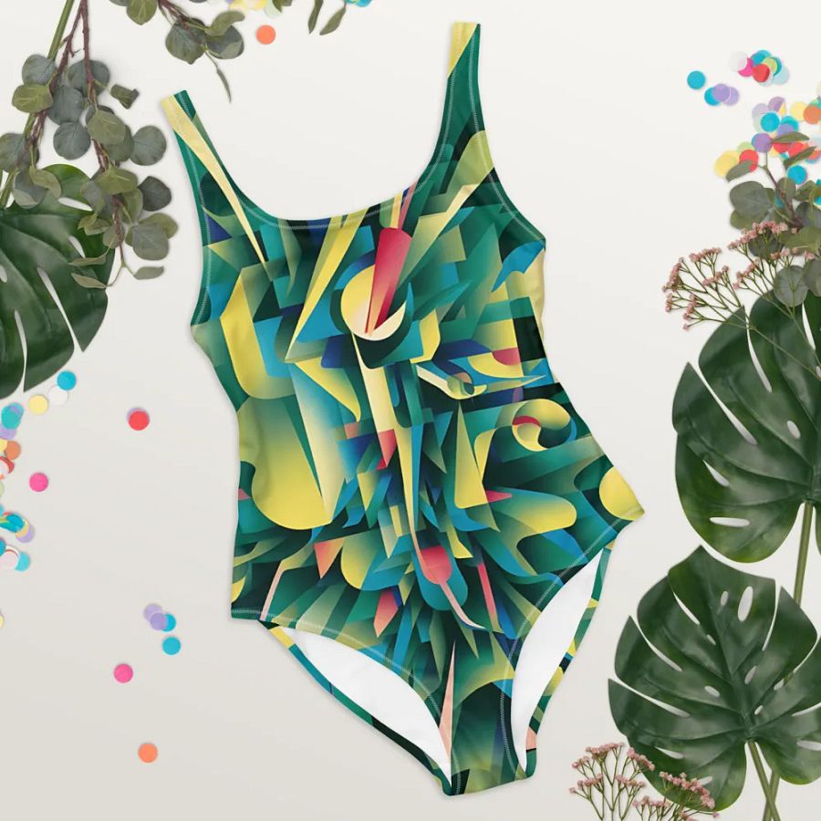 Abstract Lithographic Pattern Design one piece Swimsuit - V8 product image (8)