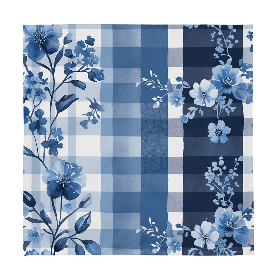 Blue Floral Checkered Cloth Napkin Set product image (2)