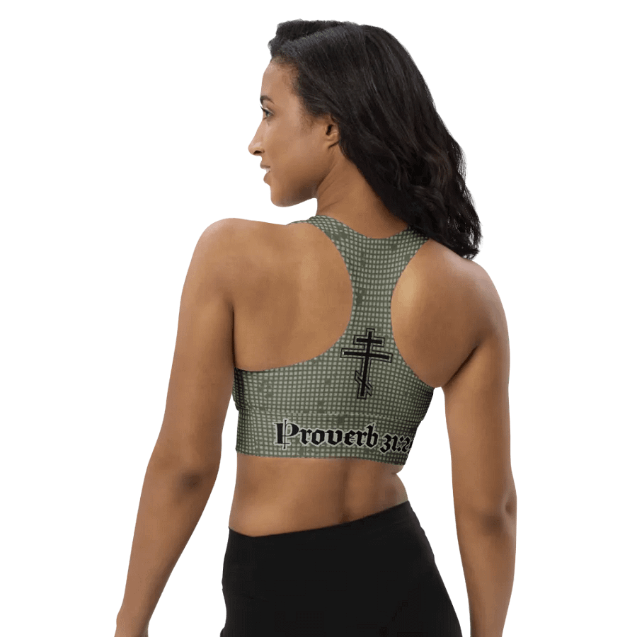 Faithful Camo: Proverb 3:25 Longline Sports Bra - Desert Night Camo product image (6)