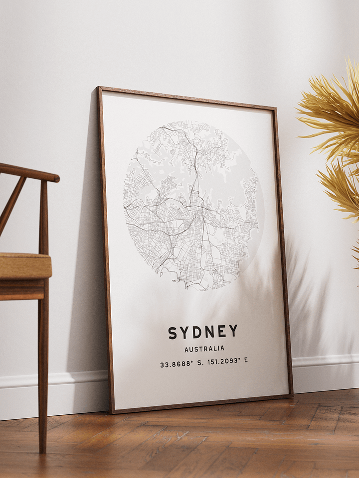 Sydney Street Map Poster – White Minimalist Circular City Art product image (2)
