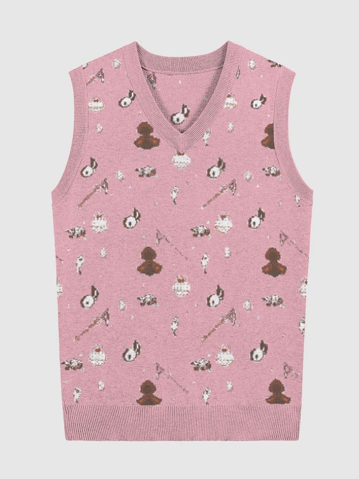 Magical Girl Raising Project Knitted V-Neck Vest Strawberry Colorway product image (3)