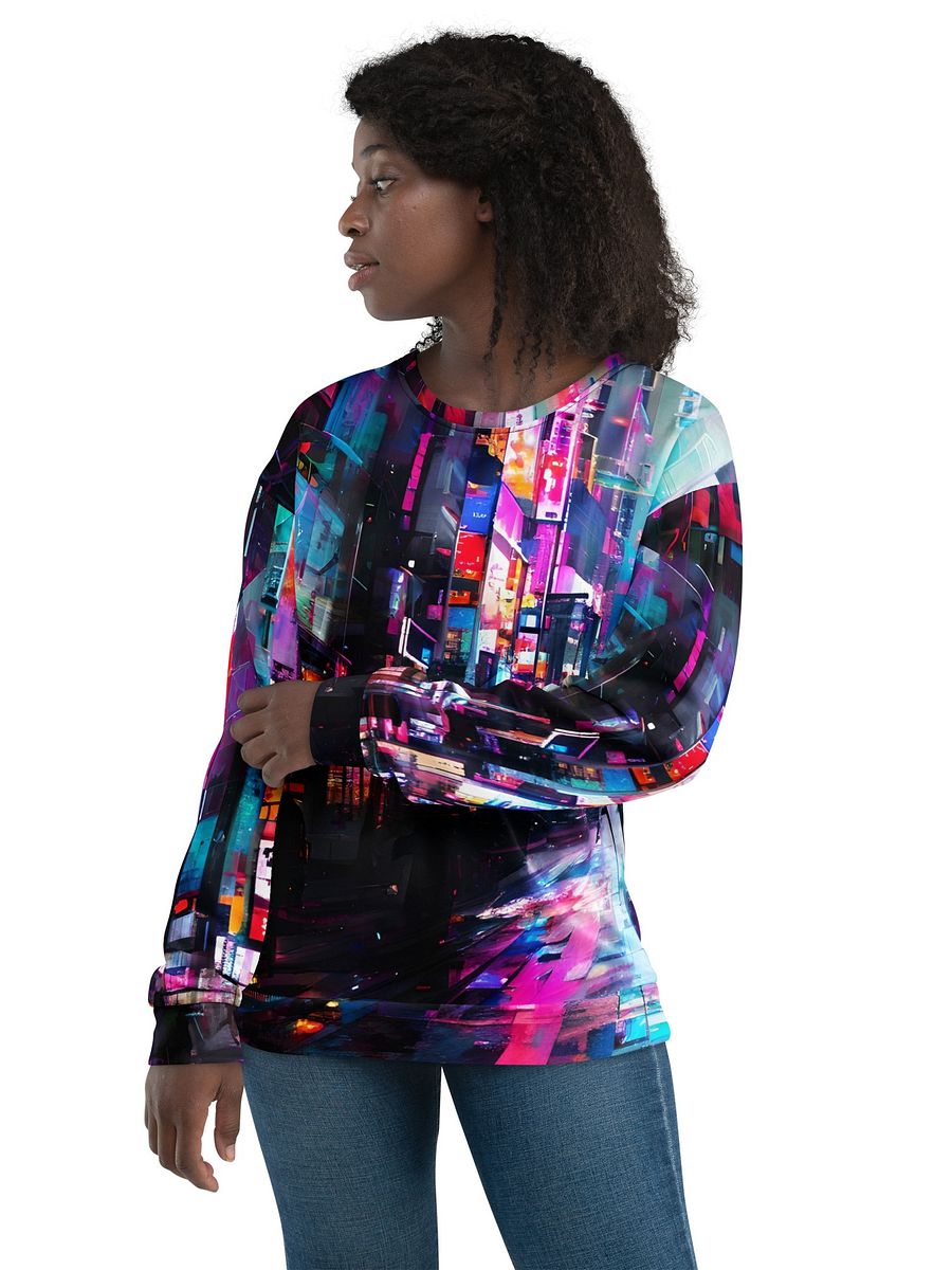 Cyberpunk-Themed All-Over Print Recycled Unisex Sweatshirt product image (3)