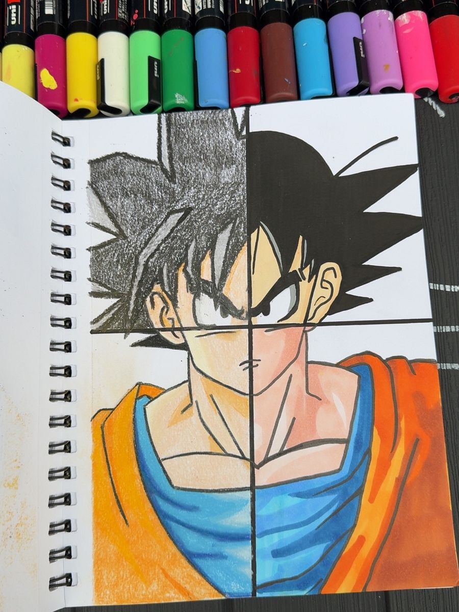 goku in 4 art mediums product image (1)