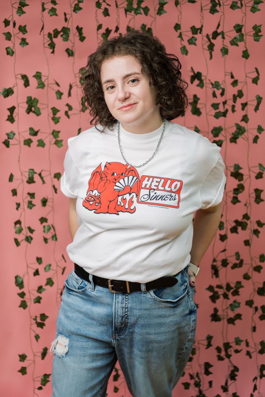'Hello Sinners' Heavyweight T-Shirt - White product image (4)