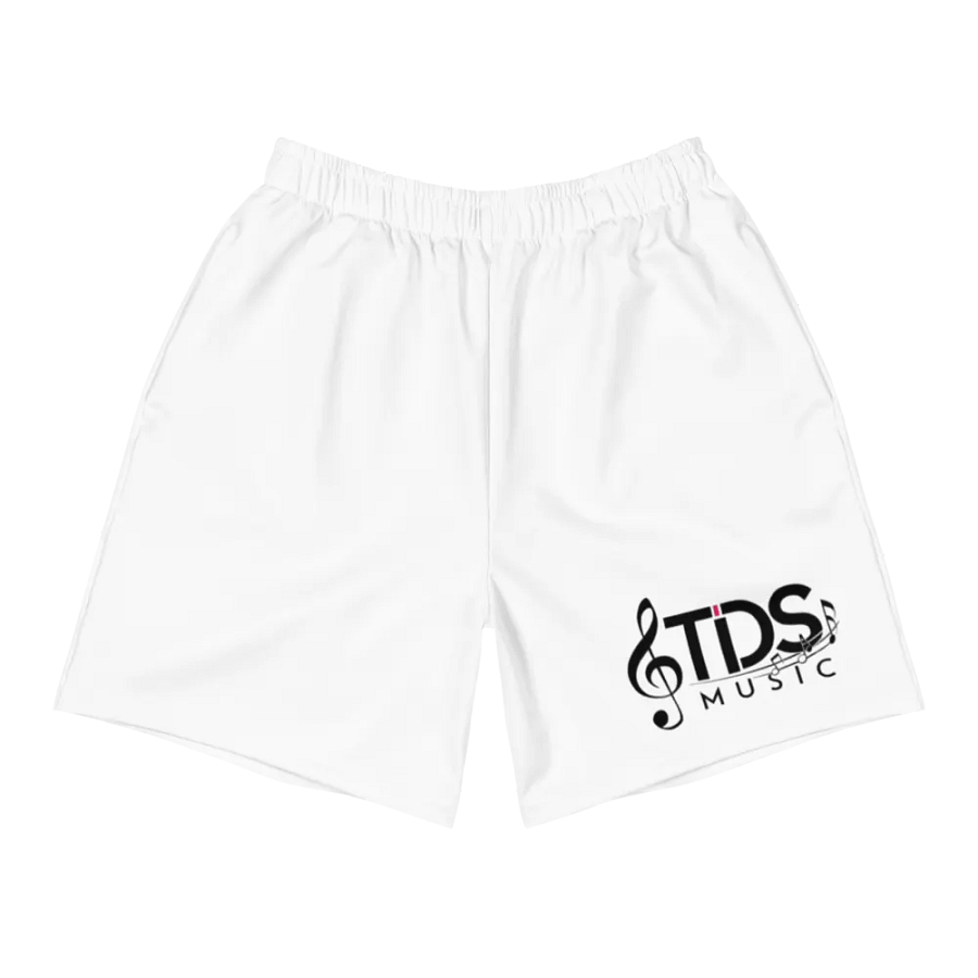 TDS Music Unisex Athletic Long Shorts - Exclusive Musical Design, White, Eco-Friendly product image (5)