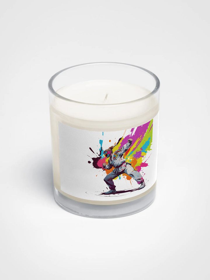 Soy Wax Candle In A Clear Glass Jar ( D_0144_Color Kick Taekwondo Boy of the Streets ) product image (2)