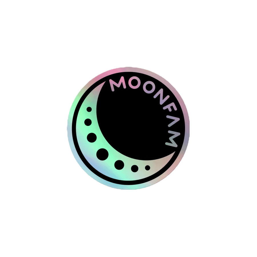 MoonFam 𝖑𝖔𝖌𝖔 holographic sticker product image (1)