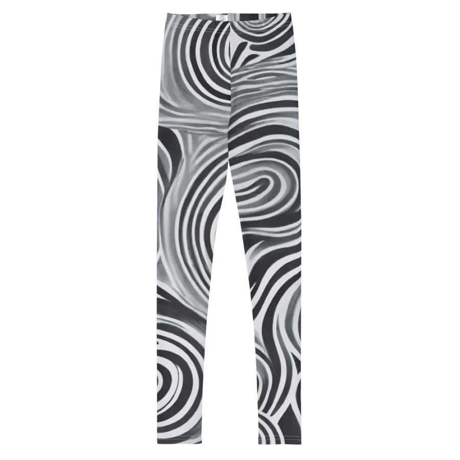 Funky Black and White Noir Liquid Tie-Dye Youth Leggings product image (5)