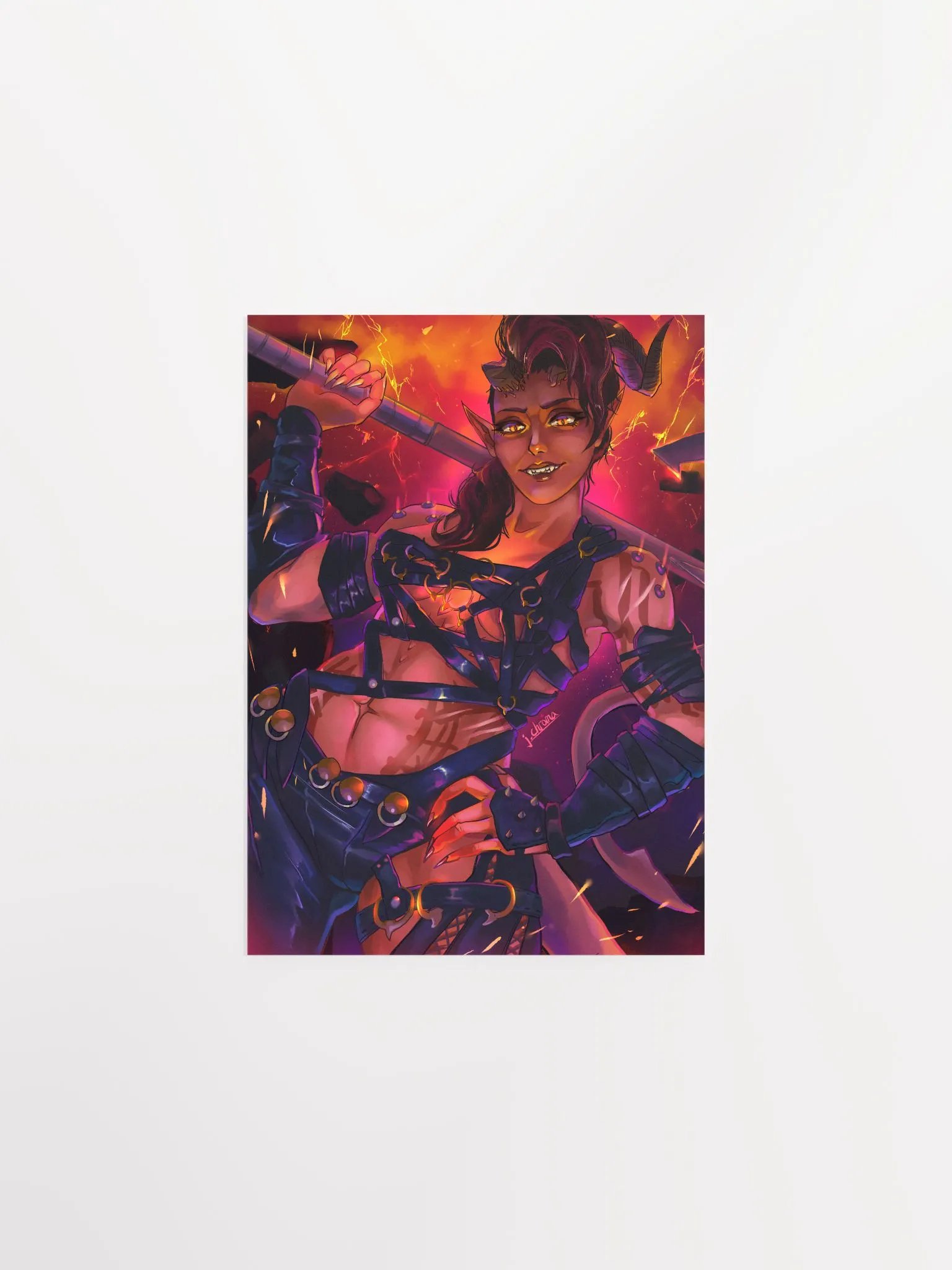 Fury of Avernus - Tiefling Barbarian Video Game Poster - 11x14" Art Print by CosmicChroma product image (1)