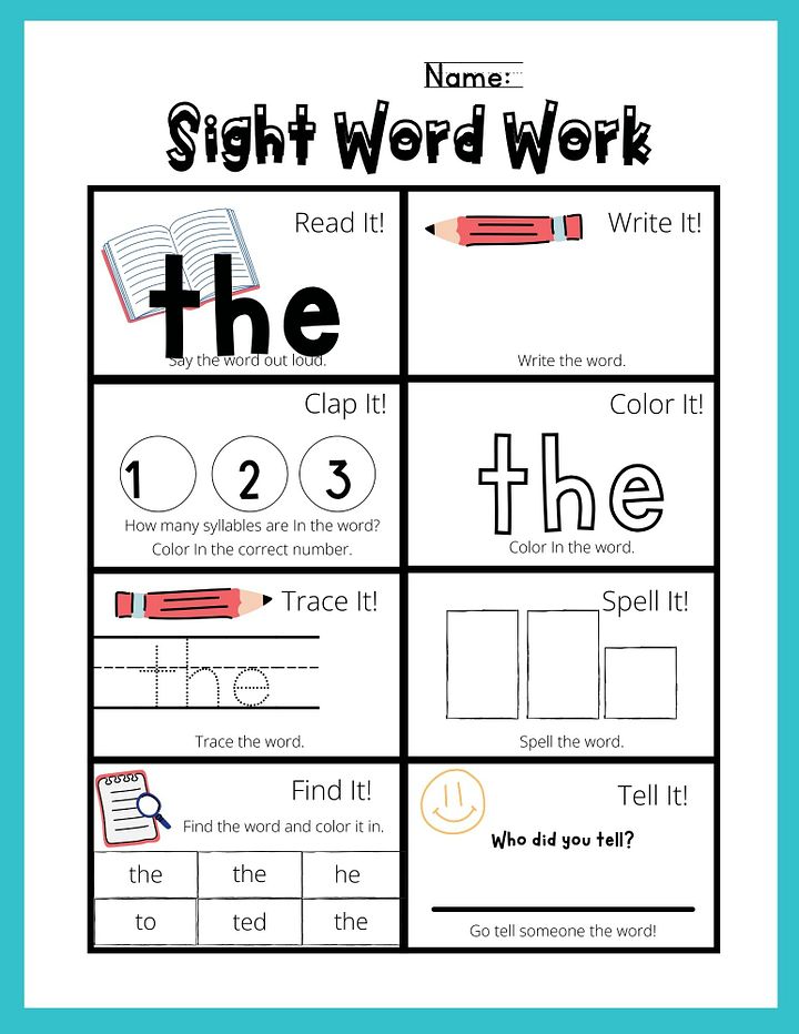 Sight Word Worksheets for Preschool & Kindergarten - Printable Tracing & Matching Activities product image (1)