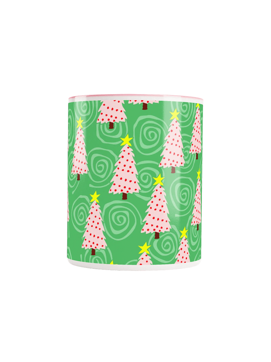 Pink Christmas Trees on Green Spirals Ceramic Mug product image (5)