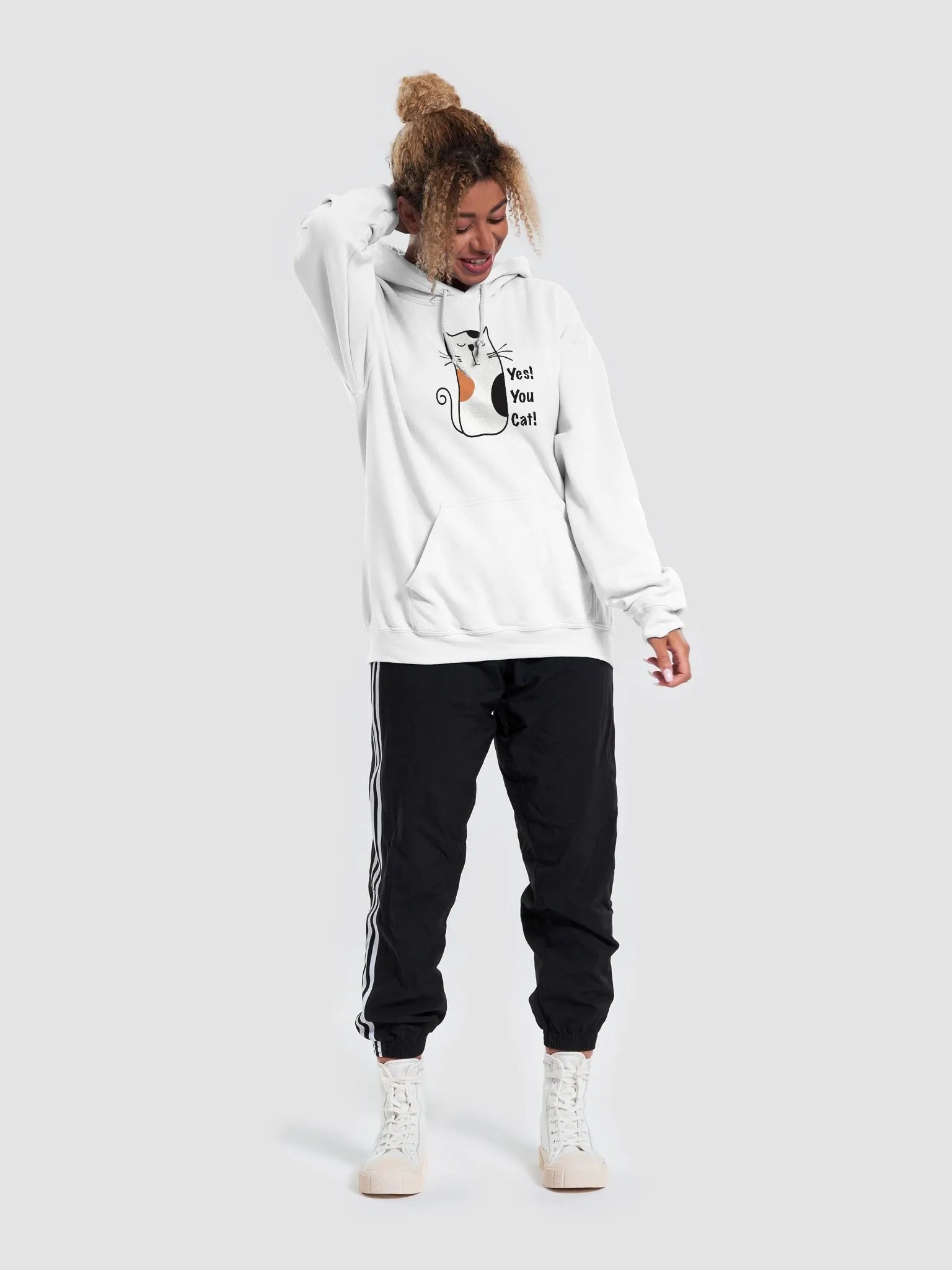 Yes! You Cat! White Hoodie product image (5)