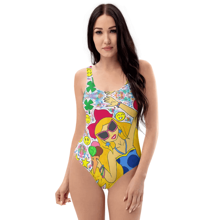Girl with the ice cream (art by Dina R.) tempera painting picture - One-Piece Swimsuit product image (1)