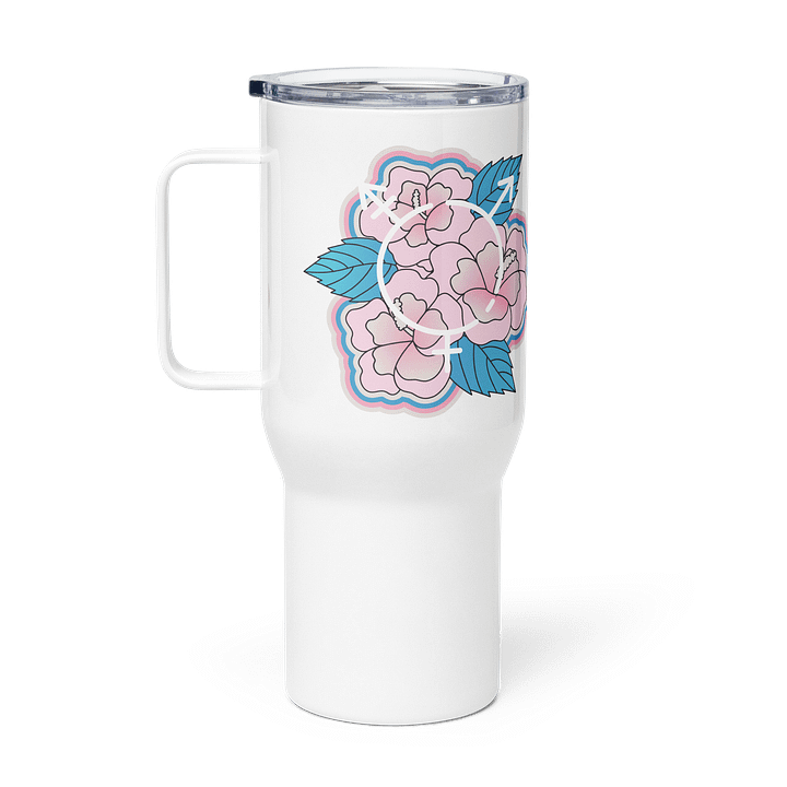 LGBTQIAP2S+ 2025, Trans Flower with Symbol, Travel Mug product image (1)