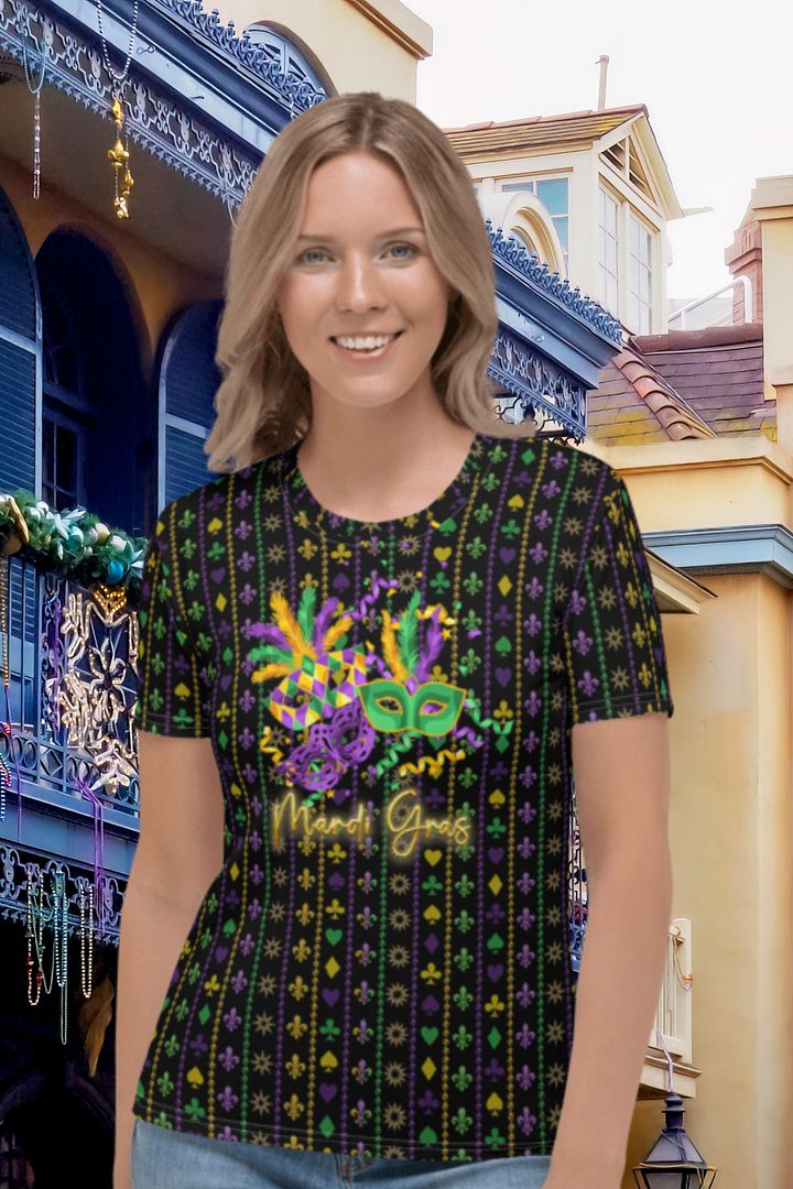 Mardi Gra All Over Print T-shirt product image (1)