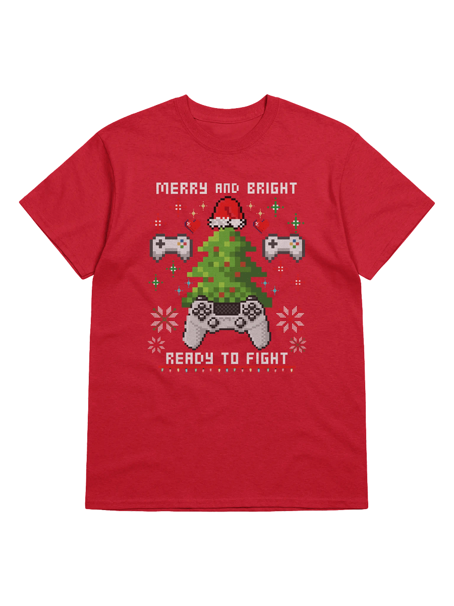 Pixel Christmas Gamer Unisex T-Shirt | Merry And Bright Ready To Fight product image (2)
