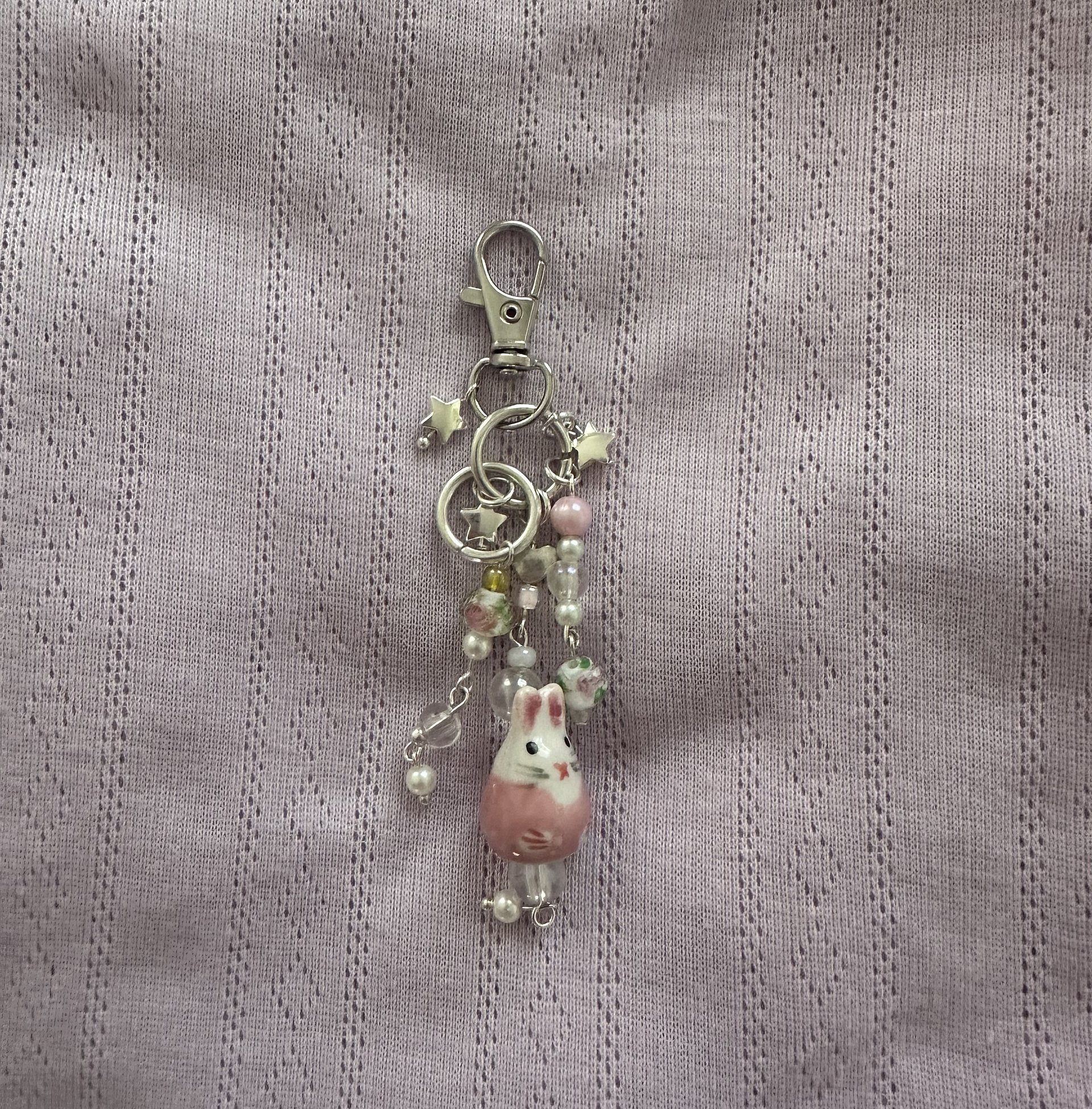 Handmade cute dangly bunny keychain product image (1)