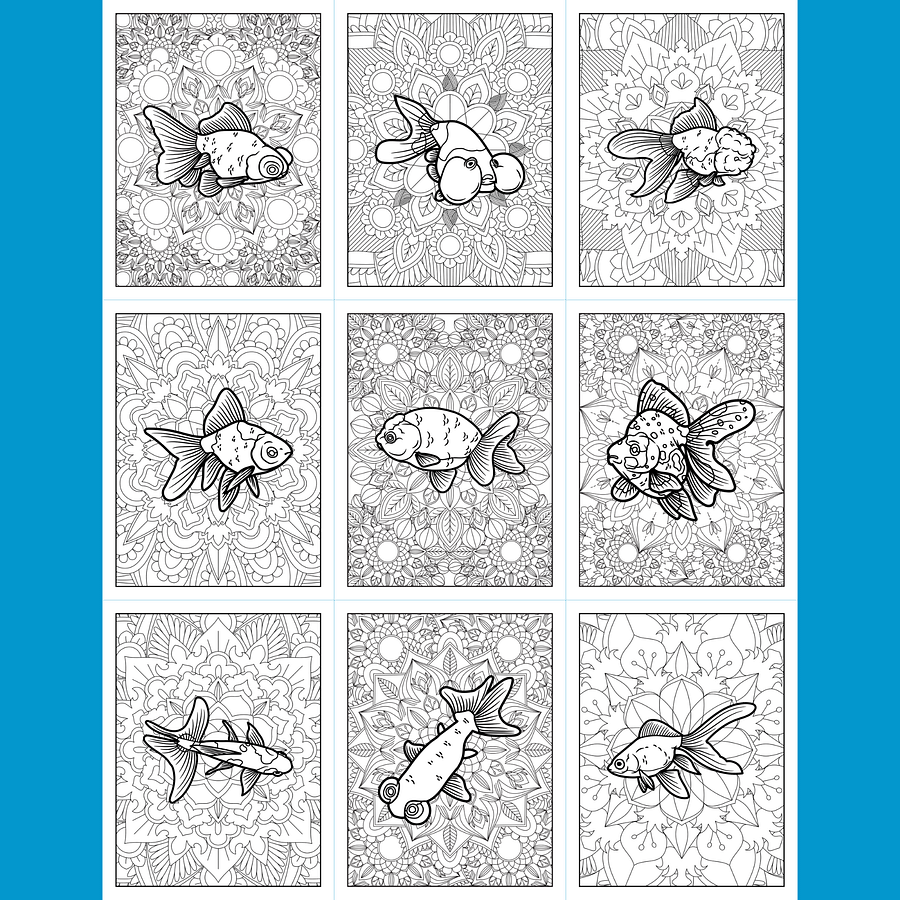 Fancy Goldfish & Mandalas 32 Page Printable Coloring Book product image (2)