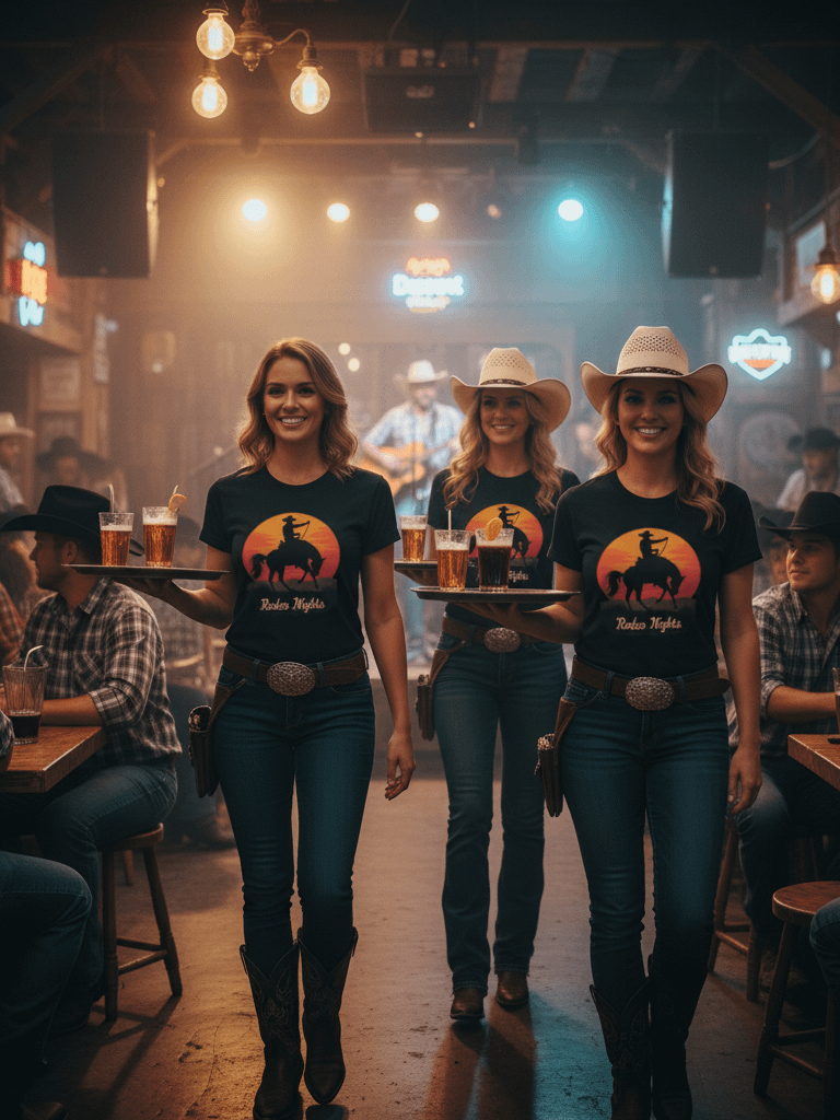 Rodeo Nights Vintage Western T-Shirt - Cowboy Horse Silhouette Sunset Tee for Country Lovers & Rodeo Fans product image (2)
