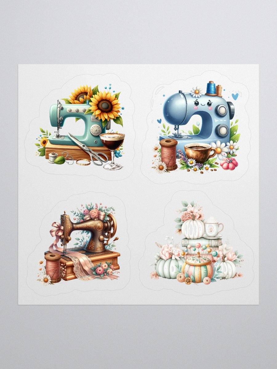 Whimsical Sewing Machine Kiss Cut Stickers Set product image (1)