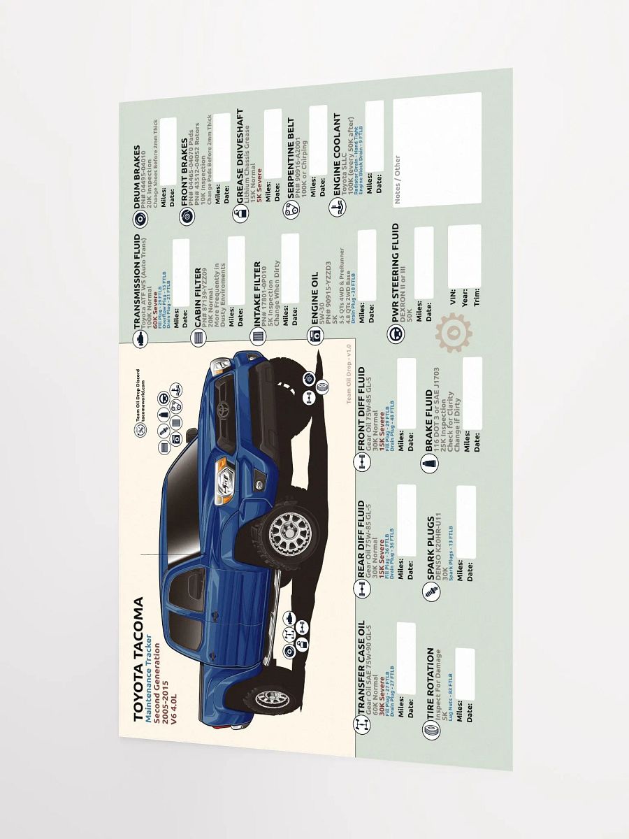 2nd GEN MAINTENANCE TRACKER V1.0 - Blue Ribbon product image (4)