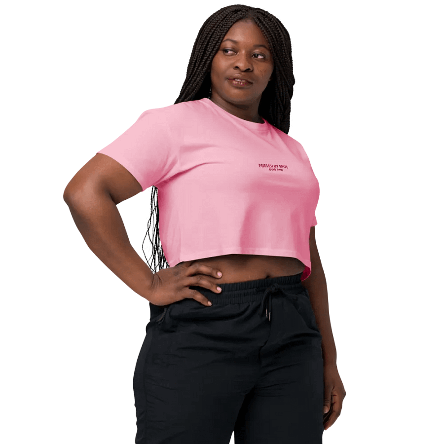 FUELED BY SPITE (pink thread) embroidered cotton crop top product image (4)