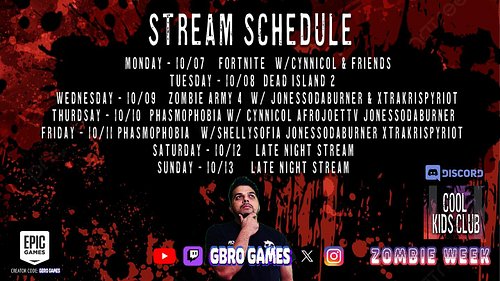 Stream schedule!