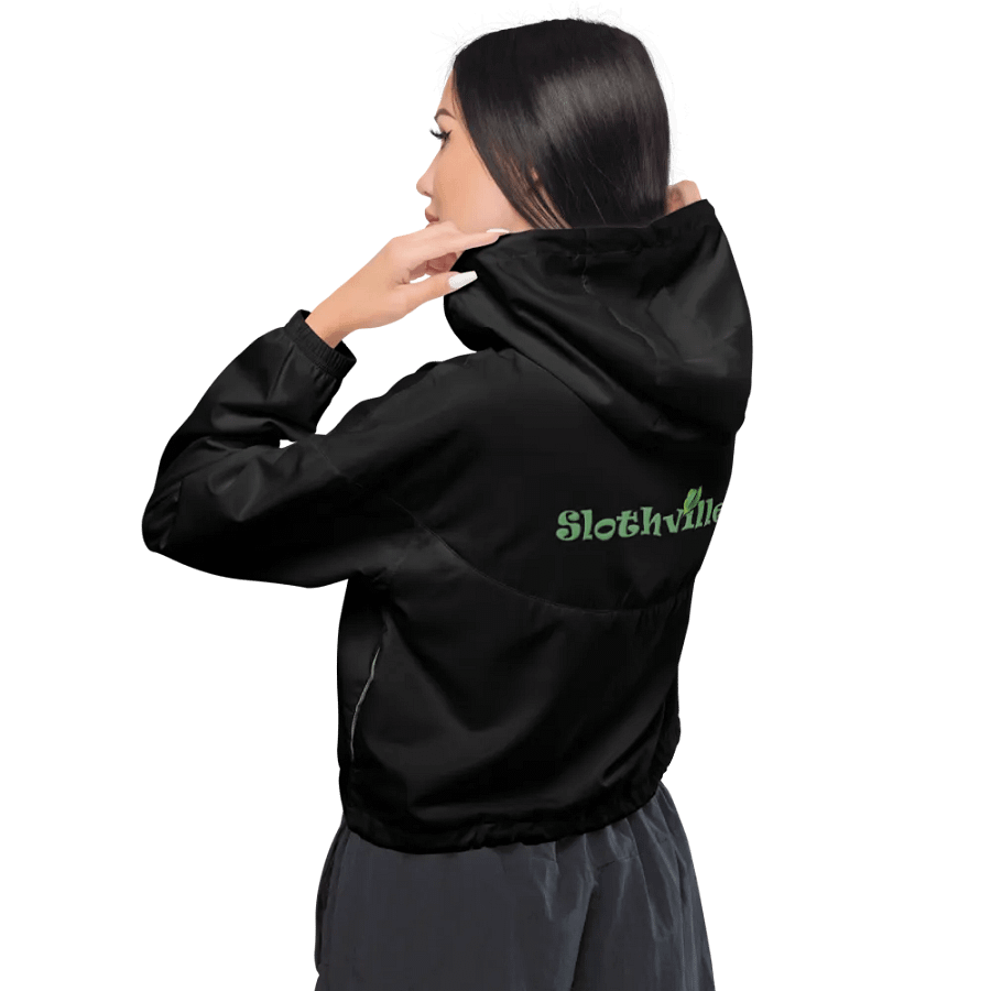 Sloth Serenity Cropped Black Windbreaker product image (8)