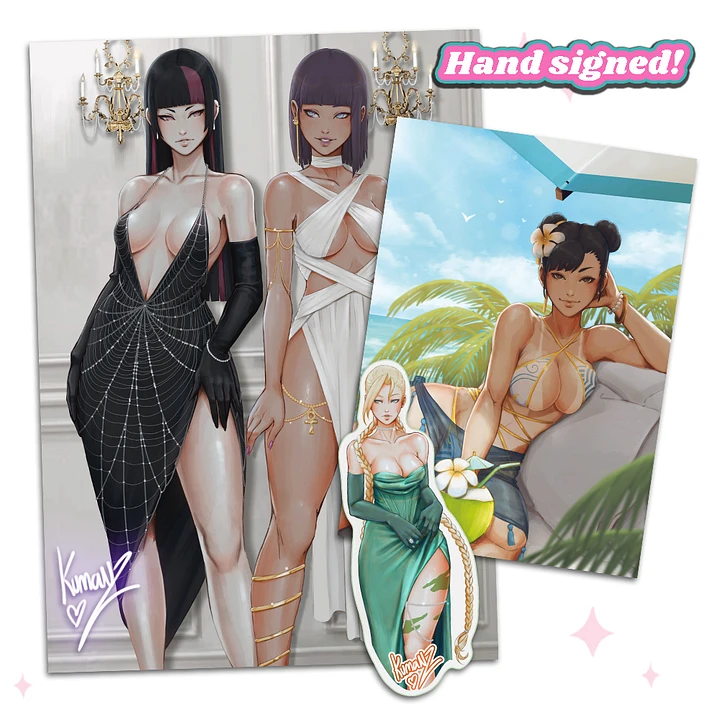 Fighter Girls Signed Print and Sticker Pack - A product image (1)