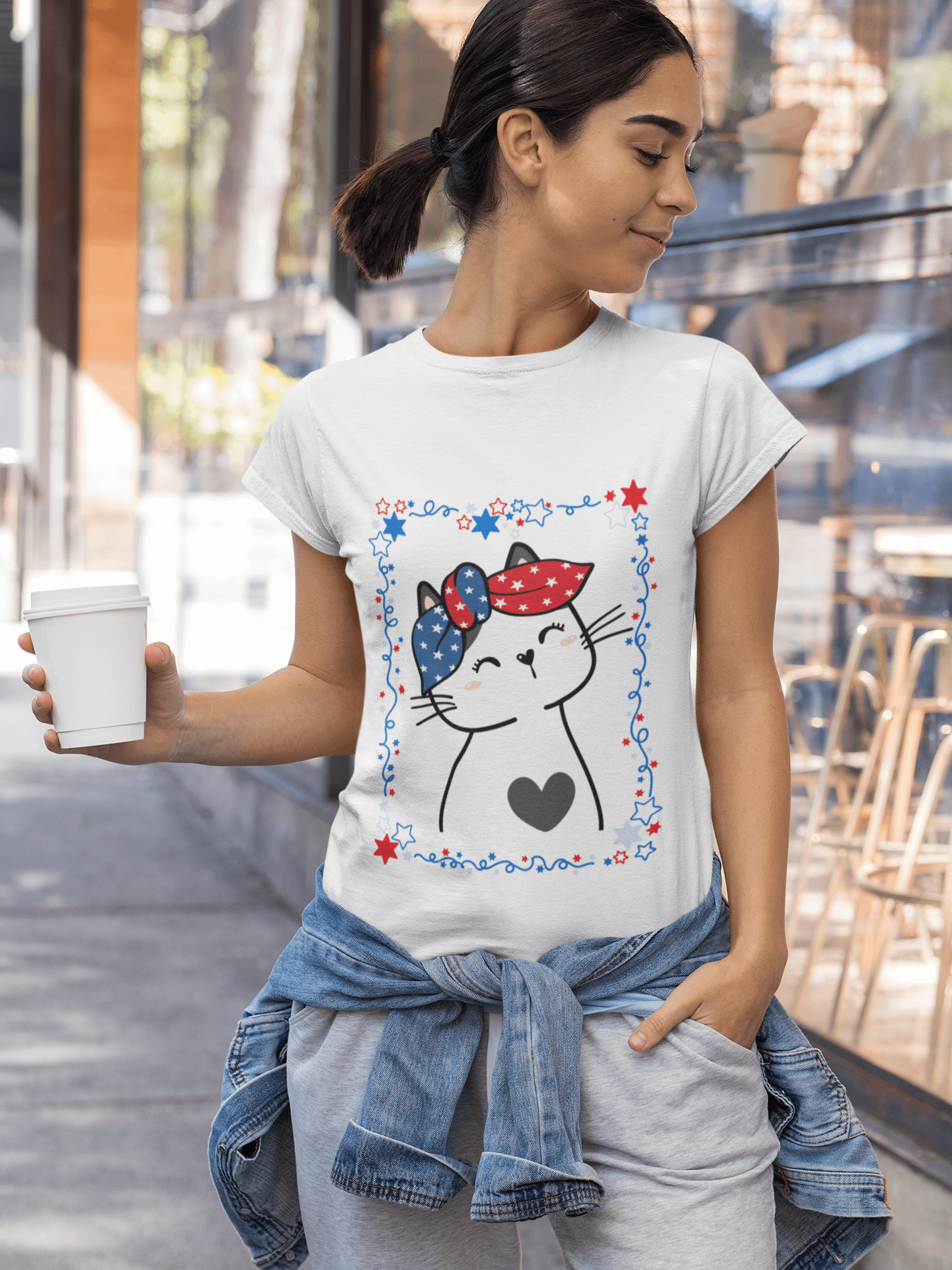 Cute Patriotic Cat 4th of July T-Shirt product image (5)