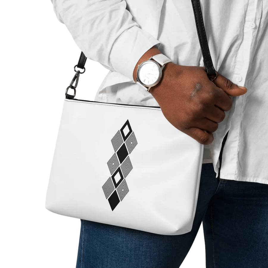 Black and white triangle design crossbody bag product image (9)