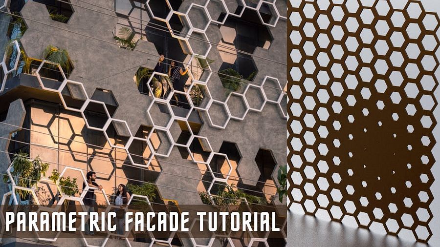 Hexagonal Parametric Facade Design Grasshopper Rhino Files Download product image (1)