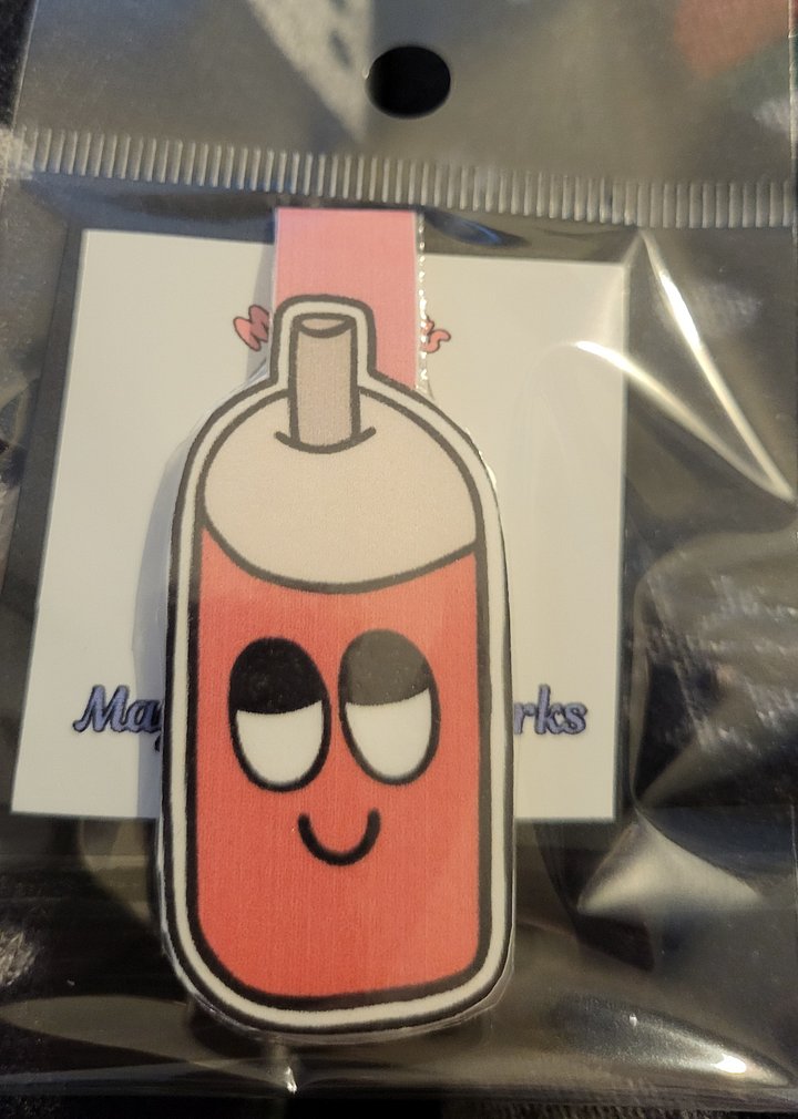 Cute Cartoon Pink Straw Cup Character Magnetic Laminated Bookmark for Foodies product image (1)