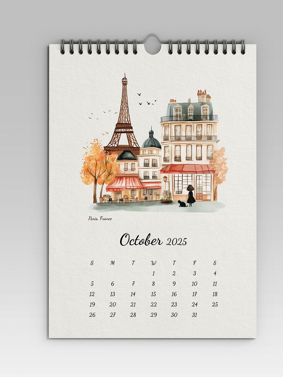 2025 Calendar | Minimal Watercolor Calendar For Travel Lovers | Wall Art | Minimal Digital Art | City Illustration | Home Decor | Gift Idea product image (7)