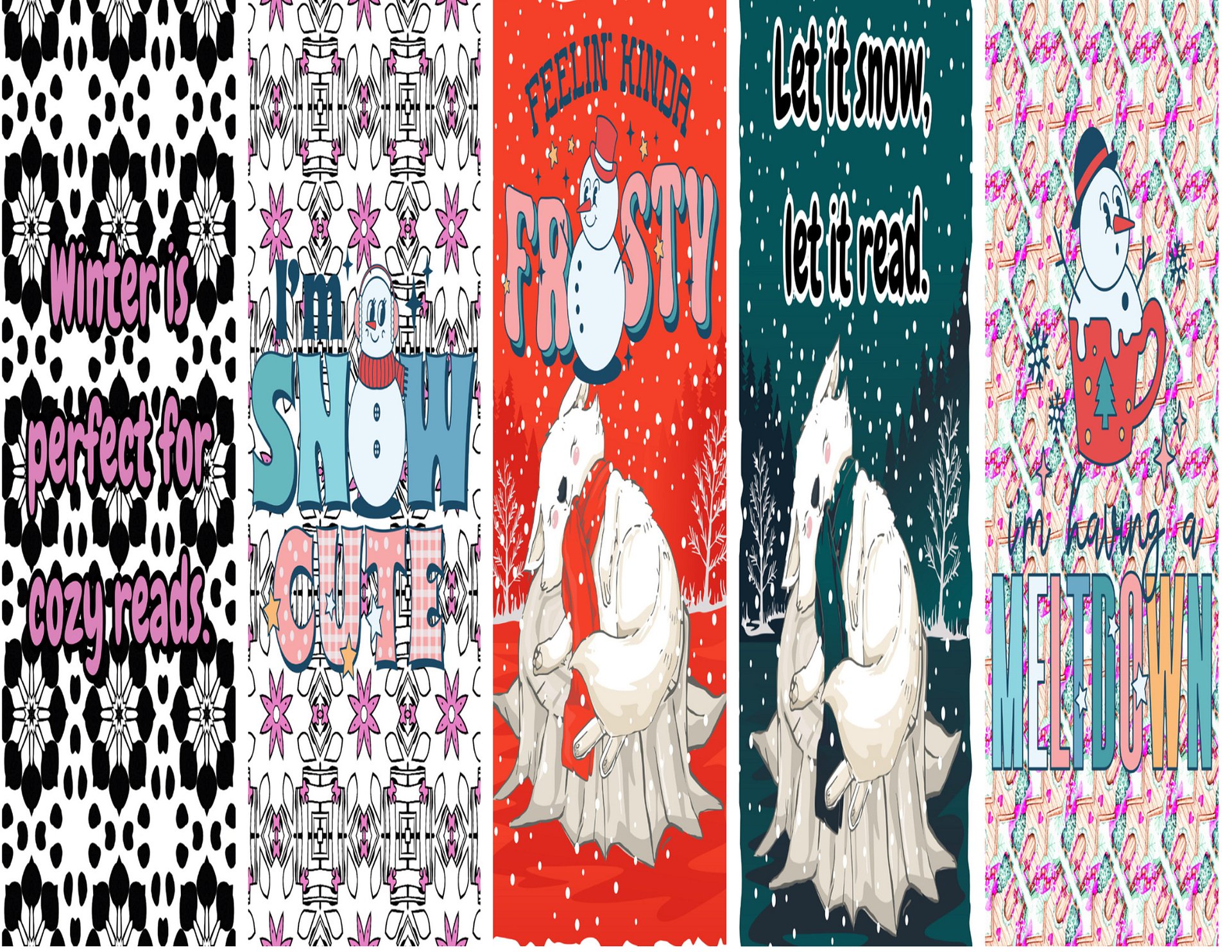 Colored Winter Themed Bookmarks with Patterns and Quotes product image (4)