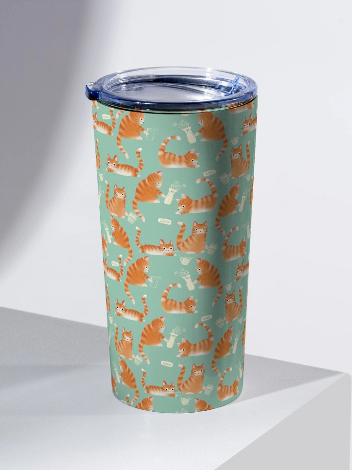Bad Orange Tabby Cats Knocking Stuff Over Tumbler, Green product image (2)