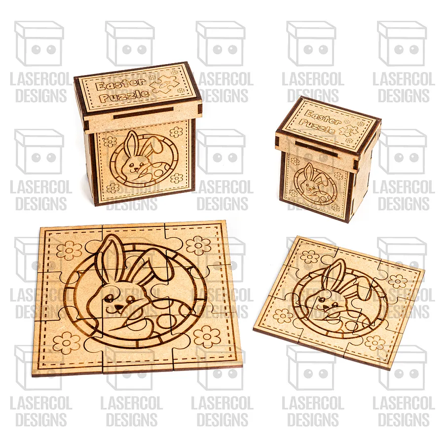 Easter Bunny Puzzle With Box Set 1 (2 Sizes) - Laser Cut Files product image (6)