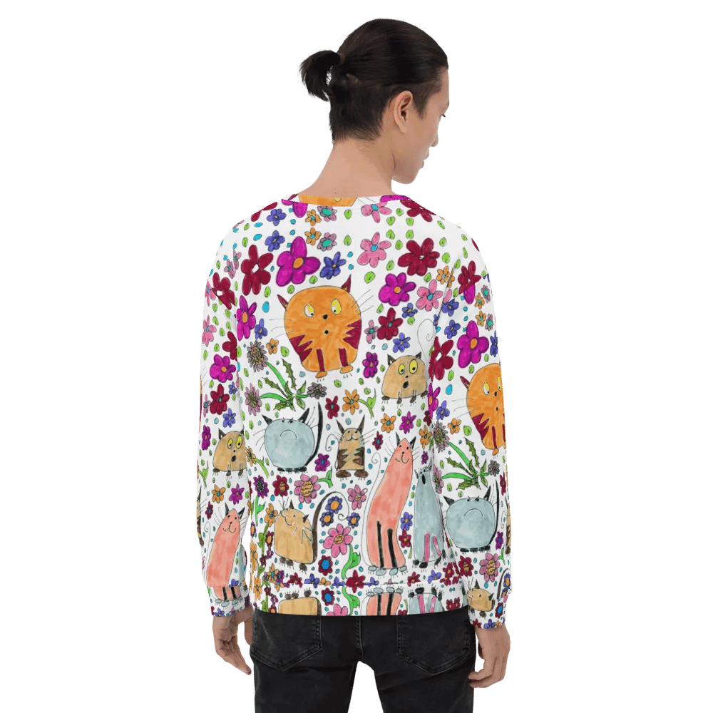 Abstract Floral Doodle Art Cats Unisex Sweatshirt product image (12)