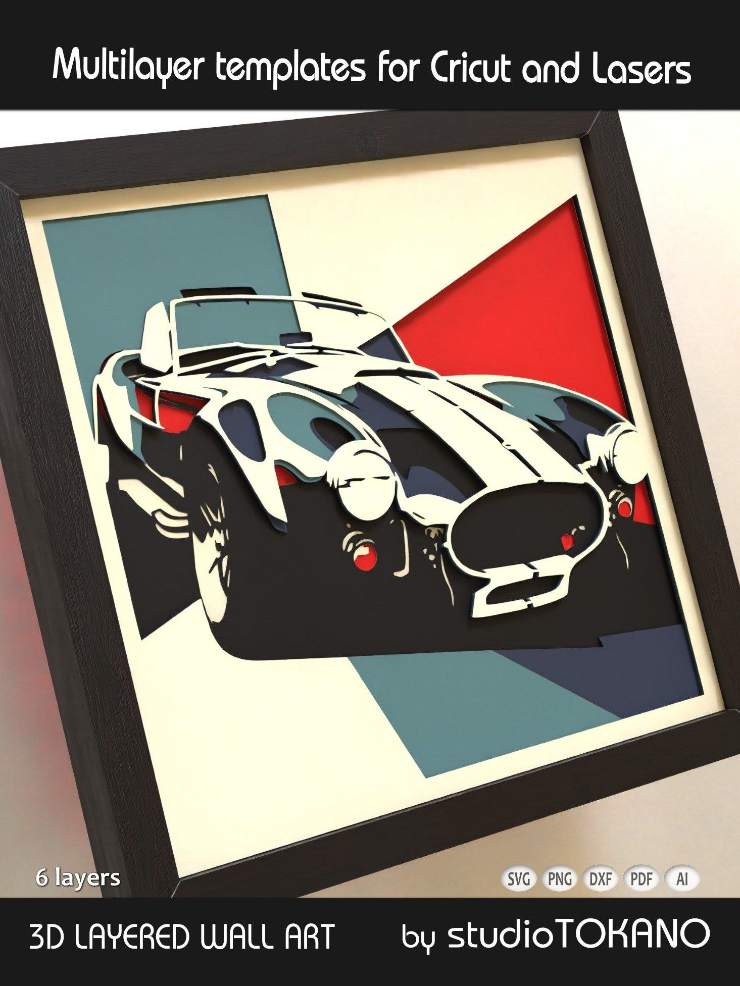 Shelby Cobra Classic Car 3D SVG product image (3)