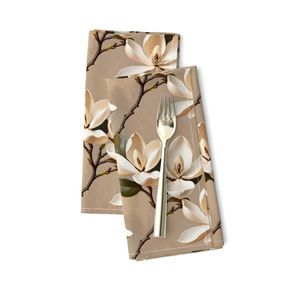 Seamless Pattern - Magnolia Pattern 3 on Beige Background product image (9)