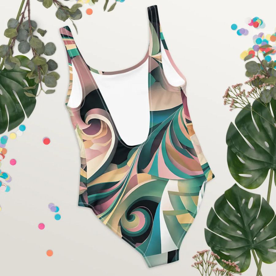 Abstract Lithographic Pattern Design one piece Swimsuit - V6 product image (4)