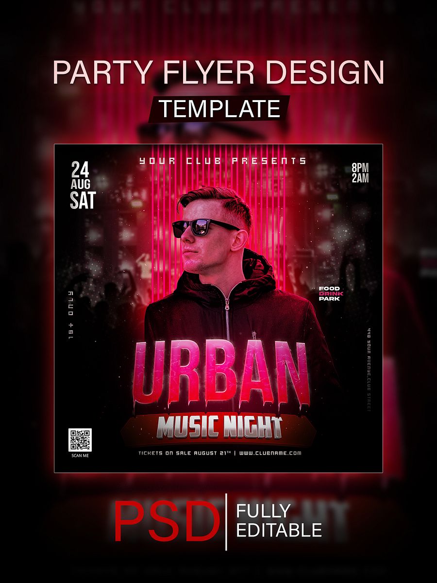 Urban Music Night Party Flyer Template PSD product image (1)