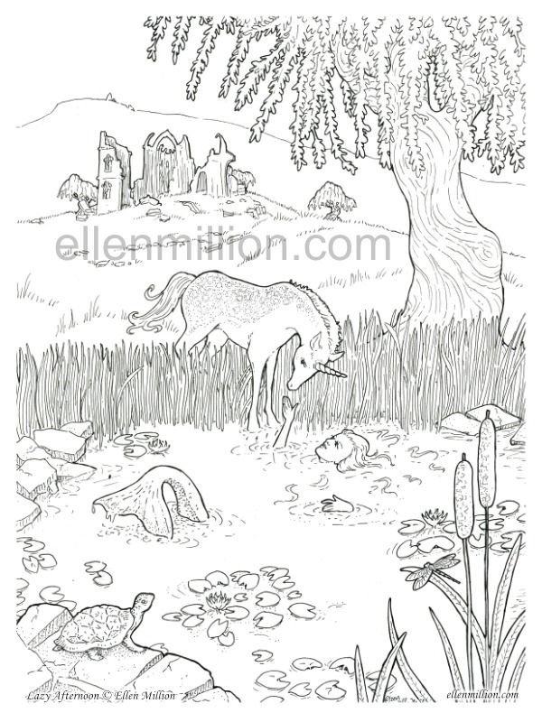 Lazy Afternoon - Digital Coloring Page product image (1)