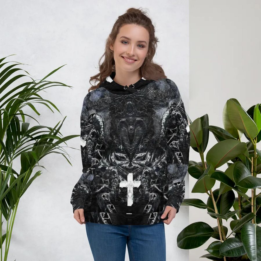 Gothic Cruciform Angel Unisex AOP Hoodie product image (5)